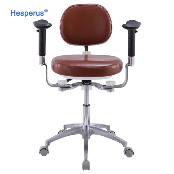 Dental Medical Ergonomic Saddle Stool Chair with Foot Control and Armrest