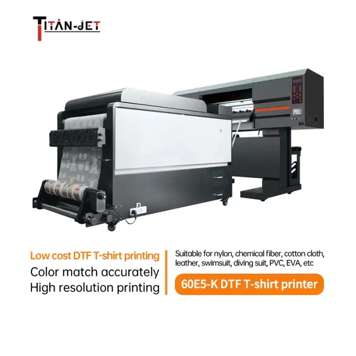 Five Head DTF T-Shirt Transfer Film DTF Printer With 5 Epson I3200 Print Heads With Powder Recur Function Shaker