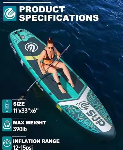 Unisex Inflatable Fishing Paddleboard Stand Up Paddle Board with Kayak SUP Seat Ocean Waters