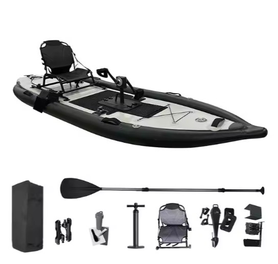 Favorite 2024 New Trendy Inflatable Fishing Canoe Boat Sit On Top Foldable Pedal Kayak For Recreational Fishing