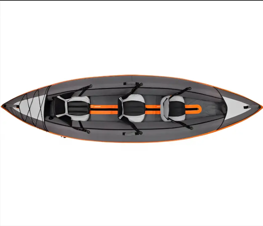 Best Selling 13ft Family Recreation Three Person Inflatable Boat PVC Foldable Kayak with Pedals