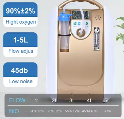 PSA Home Use 5L Portable Oxygen Concentrator With Battery For Travel 90W