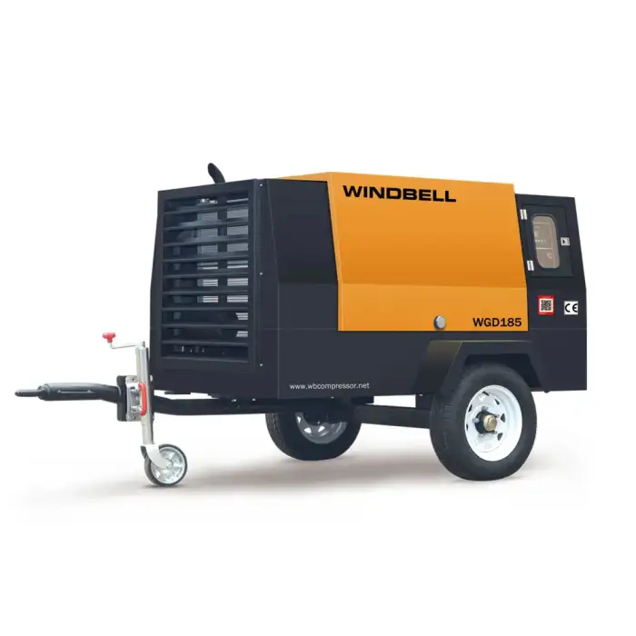 185CFM Diesel Engine Driven Screw Portable Air Compressor Machine For Mining