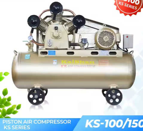 Portable Silent Piston Air Compressor With 200L Air Tank 2Heads Oil-Free AC Power