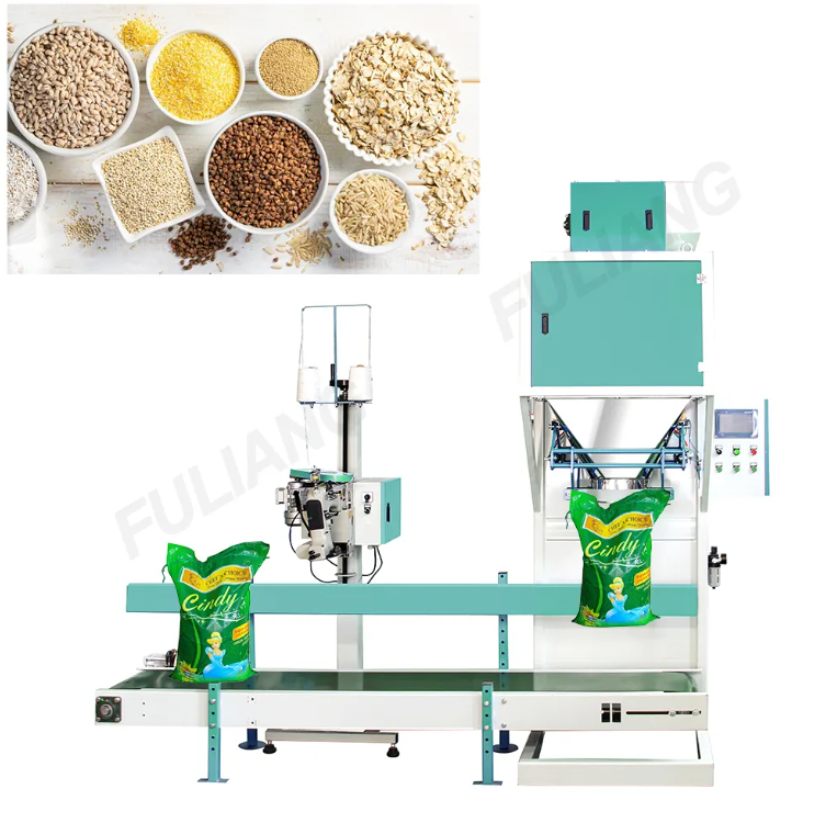 Semi Automatic 5kg 10kg 25kg 50kg Grains Maize Animal Food Poultry Feed Fertilizer Rice Sealing Bagging Granular Packing Machine