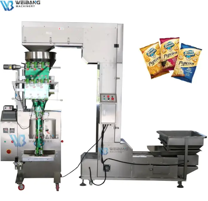 Automatic Vertical Industrial Fried Onion Frozen Fries Corn Puff Popcorn Pork Rind Chips Packing Machine