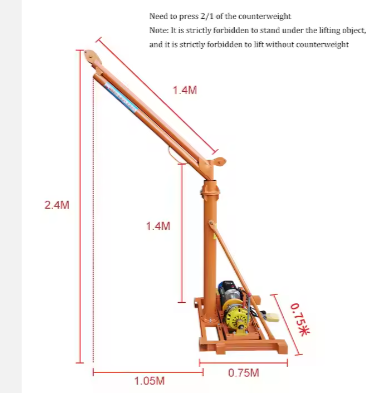 Hot Selling 180 Degree Rotation 200kg Mini Construction Lift Portable Crane