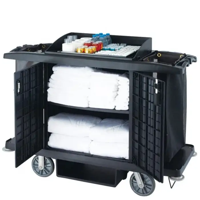 Hotel Plastic Housekeeping Maid Cleaning Service Trolley Cart Cleaning