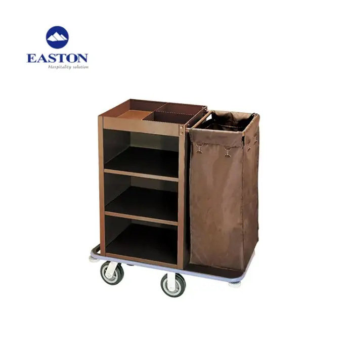 Metal 50kgs capacity durable housekeeping cart with 4 castors for hotel room