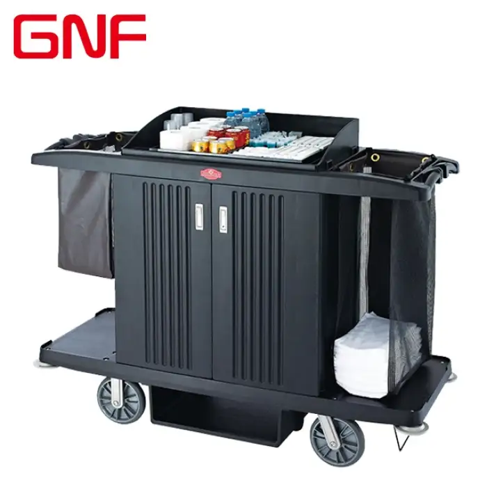 GNF Hotel multifunctional plastic housekeeping trolley room service cleaning Maid cart with door