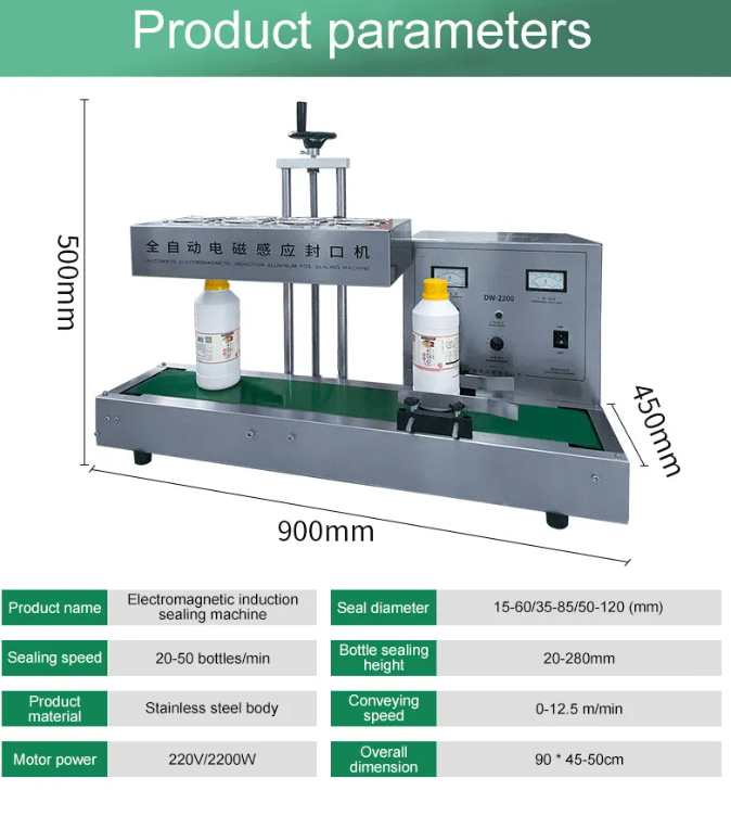 Automatic Aluminum Foil Sealer Continuous Induction Plastic & Glass Jar Bottles Gasket Sealing Machine