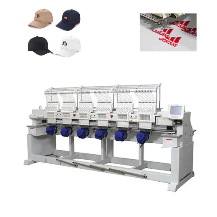 Computerized Cap Flat 6 Head Embroidery Monogramming Industrial Embroidery Sewing Machine