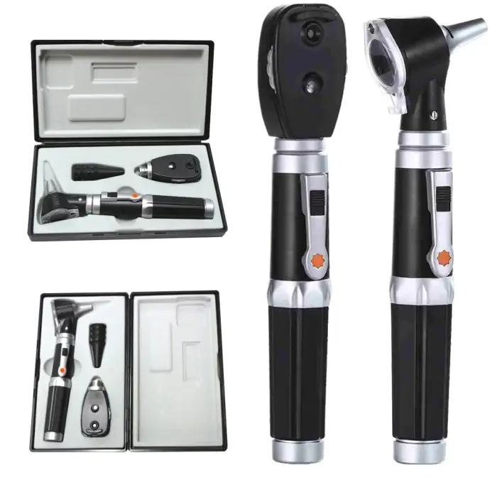 Portable Medical Fiber Optic Ear Eye Examination Diagnostic Set Ophthalmoscope Otoscope ENT Instrument