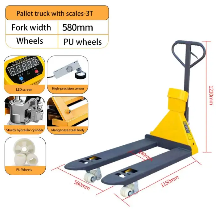 2000kg Weighing Manual Hydraulic Hand Pallet Truck with Scale Print