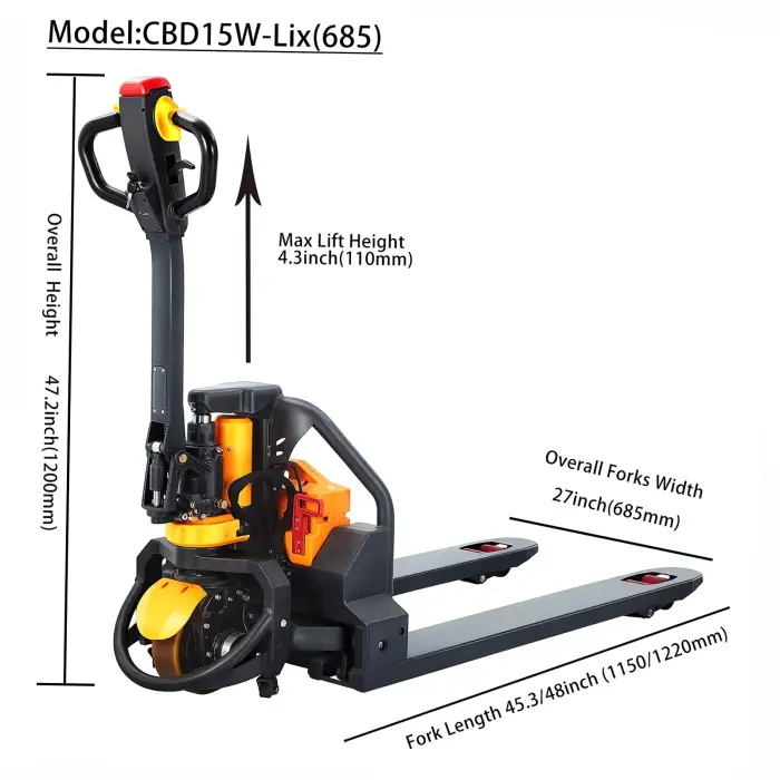 Wide Balance Power Lithium Hydraulic Electric Pallet Jack For Warehouse