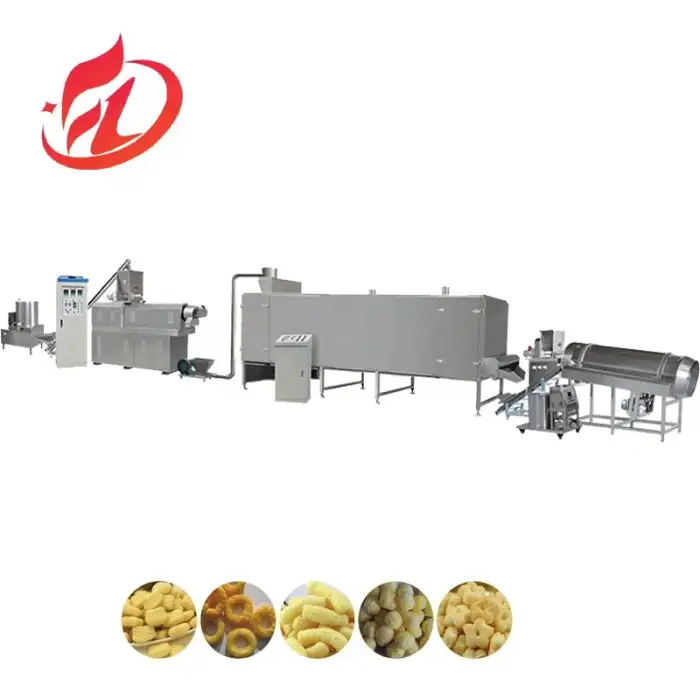 Stainless Food Grade Automatic Corn Puffs Snack Food Extruder Puffed Rice Inflated Snacks Making Machine