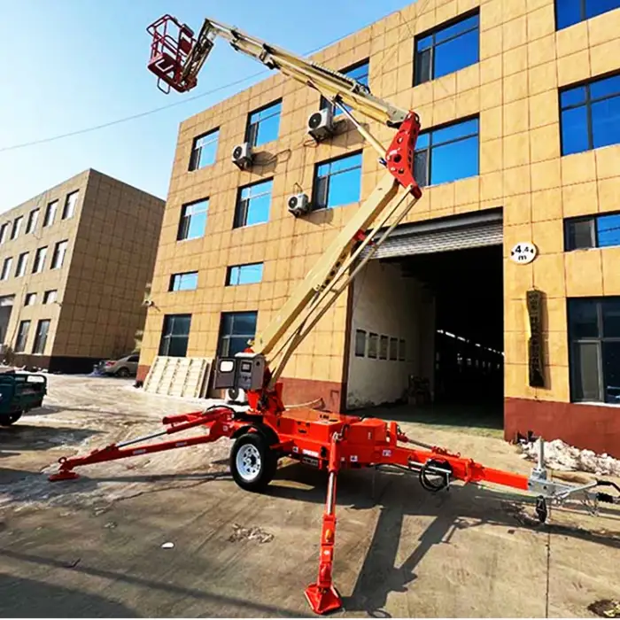 Arial Work Platform Electric Articulating Telescopic Boom Lift Towable Cherry Picker For Building Construction