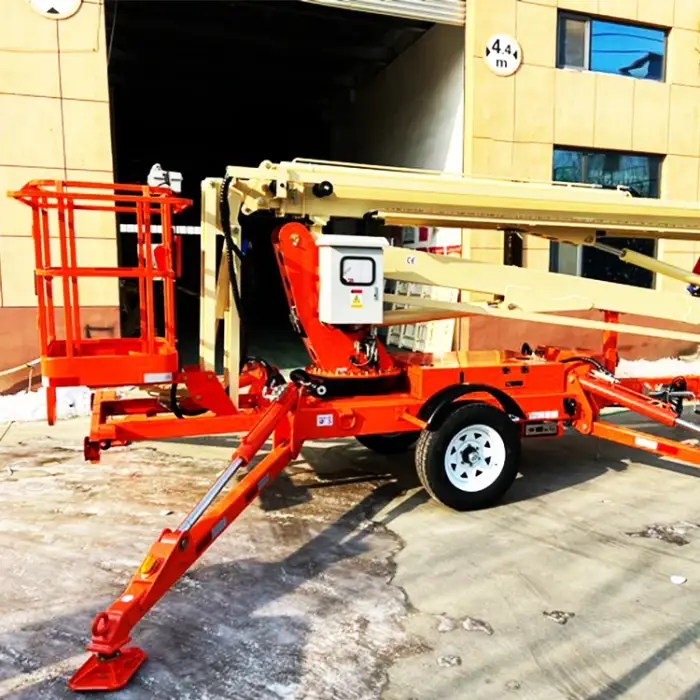 Arial Work Platform Electric Articulating Telescopic Boom Lift Towable Cherry Picker For Building Construction