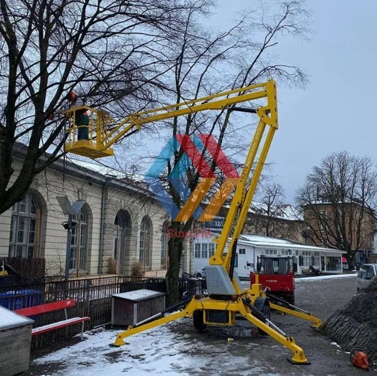 Trailer Towable Telescopic Arm Cherry Picker Truck Boom Lift For Cleaning and Maintenance Work