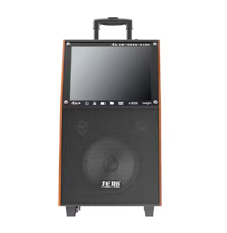 Bluetooth Karaoke Portable Outdoor 350W Power DJ HiFi Stereo Wooden Box Trolley Speaker With Screen Subwoofer Speaker