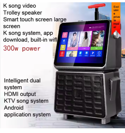 15 Inch Touch Screen Subwoofer Smart Karaoke Trolley Speaker With Google Search Wireless Portable DJ Speaker Box