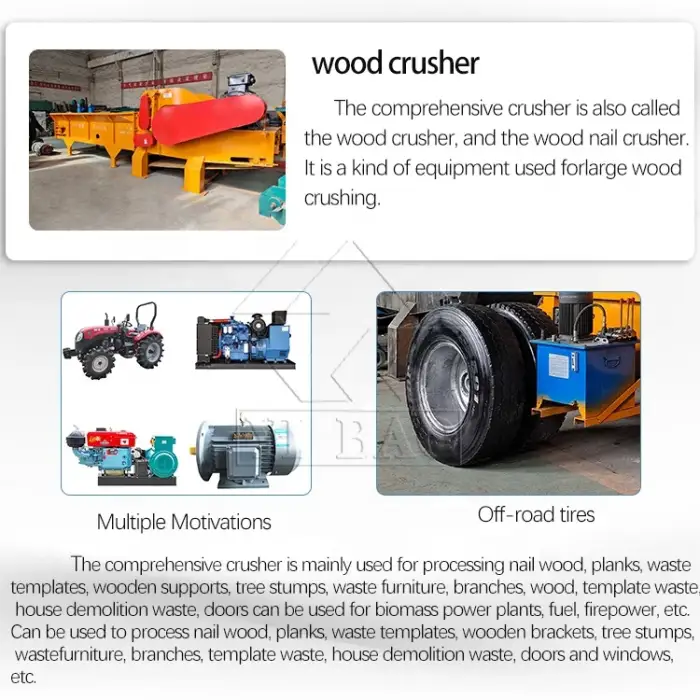 Electric Start waste wood bamboo crusher wood pallet crusher machine