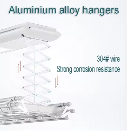 Smart Electric Ceiling-mounted Laundry Dryers Clothes Hanger Drying Rack Aluminum Space Saving 18w