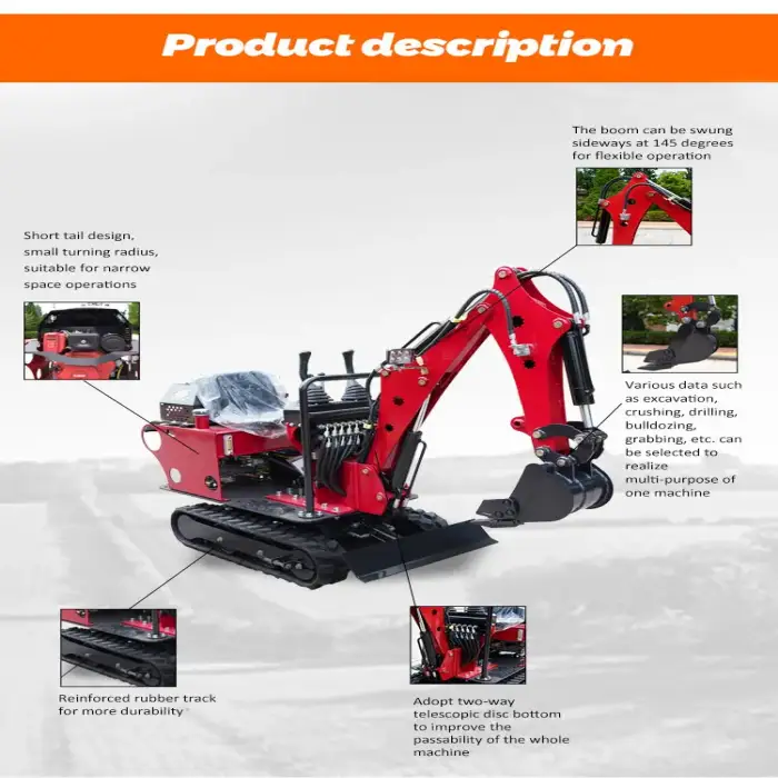 Micro Crawler Digger Machine Small 600 KG 1 ton 1.5 Ton Excavator Kubota Brand Engine Mini Excavator