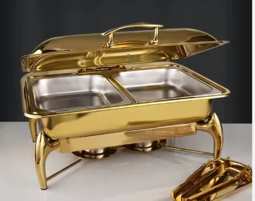 Commercial Stainless Steel Serving Food Warmers Buffet Gold Chafing Dishes For Restaurant