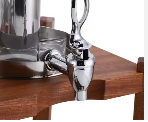 Luxury Design 14L Double Stainless Steel Juice Dispenser With Sapele Wooden Base Catering For Restaurant