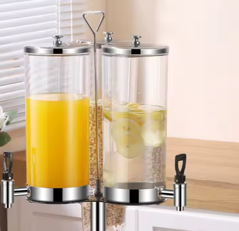 Simple Style Plastic Catering Cold Beverage Rotating 3 Tanks Juice Dispenser With  For Restaurant