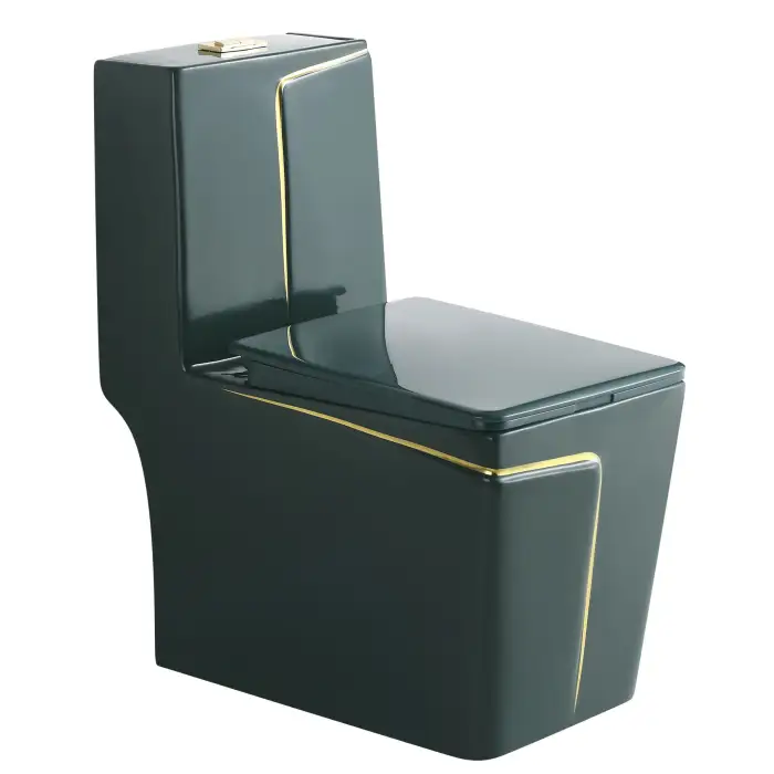 Square Shape Hot Sale Floor Mounted Modern Luxury Style Gold Color Water Closet