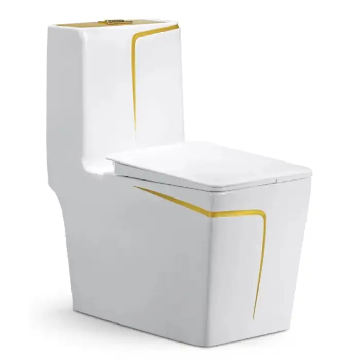 Square Shape Hot Sale Floor Mounted Modern Luxury Style Gold Color Water Closet