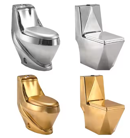 Luxury Silver Floor Toilet Bowl Set Sanitary Ware Ceramic Bathroom Complete Toilet