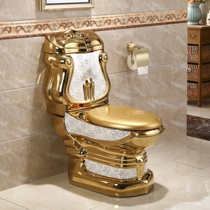 Royal Extreme Luxury First-Class Quality Electroplated Hotel Golden WC Bathroom Commode