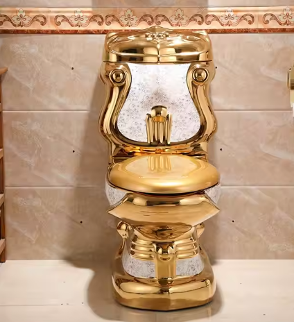 Royal Extreme Luxury First-Class Quality Electroplated Hotel Golden WC Bathroom Commode