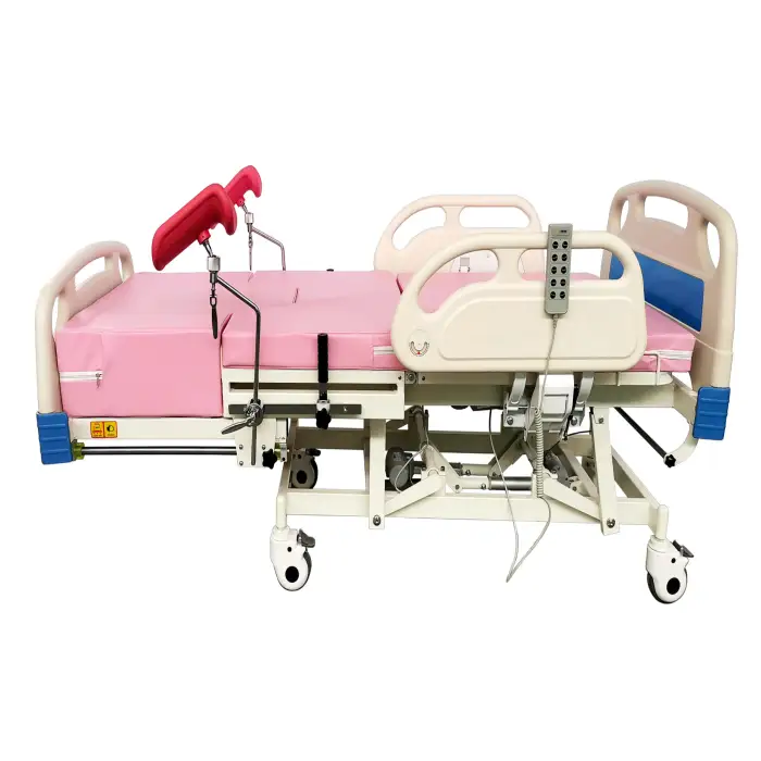 Four Functions Electric obstetrics delivery hospital bed with foam mattress