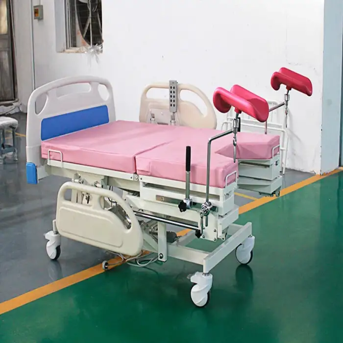 Four Functions Electric obstetrics delivery hospital bed with foam mattress