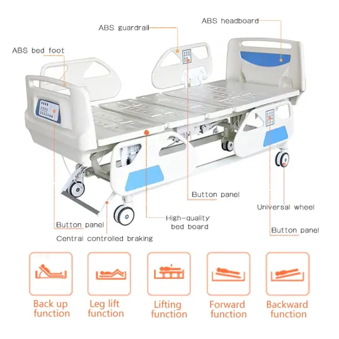 5 Function Luxury ICU Electric Stryker Medical Bed Nursing Bed Multifunctional Hospital Bed