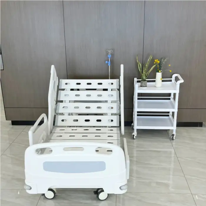 White Three-Function Electric Medical Bed: Adjustable Hospital Bed for Patient Comfort