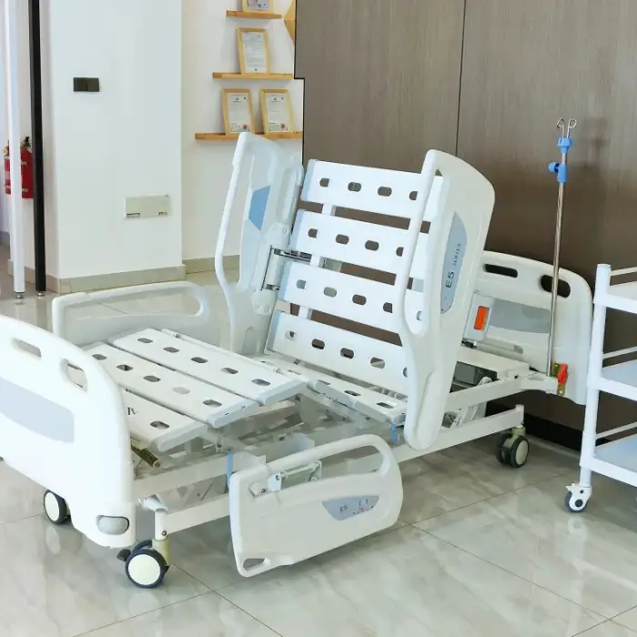 White Three-Function Electric Medical Bed: Adjustable Hospital Bed for Patient Comfort