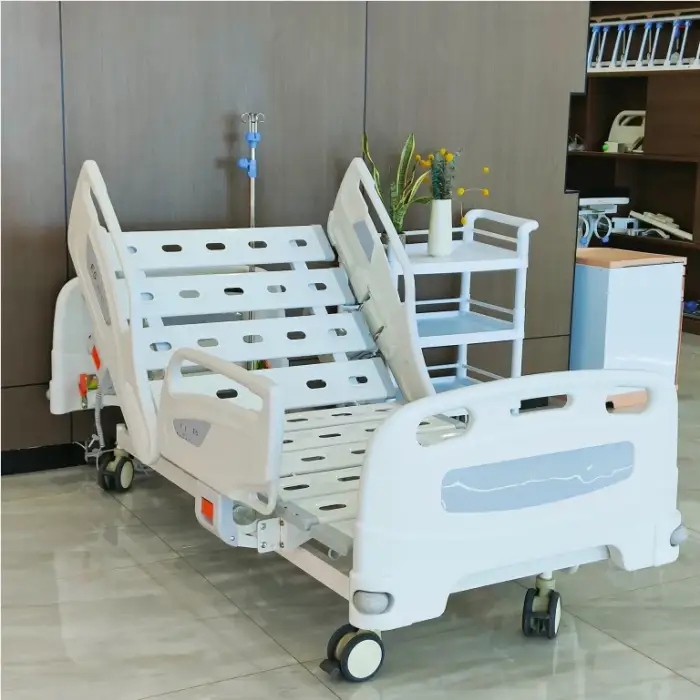 White Three-Function Electric Medical Bed: Adjustable Hospital Bed for Patient Comfort