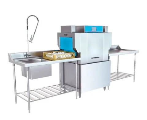 Kitchen Automatic Rack Conveyor Dishwasher 304 Stainless Steel Smallest Rack Conveyor Plate Wash Machine