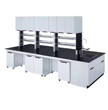 Laboratory Furniture Lab Bench With Wheels Side Table And Central Table With Wall Storage Cabinet