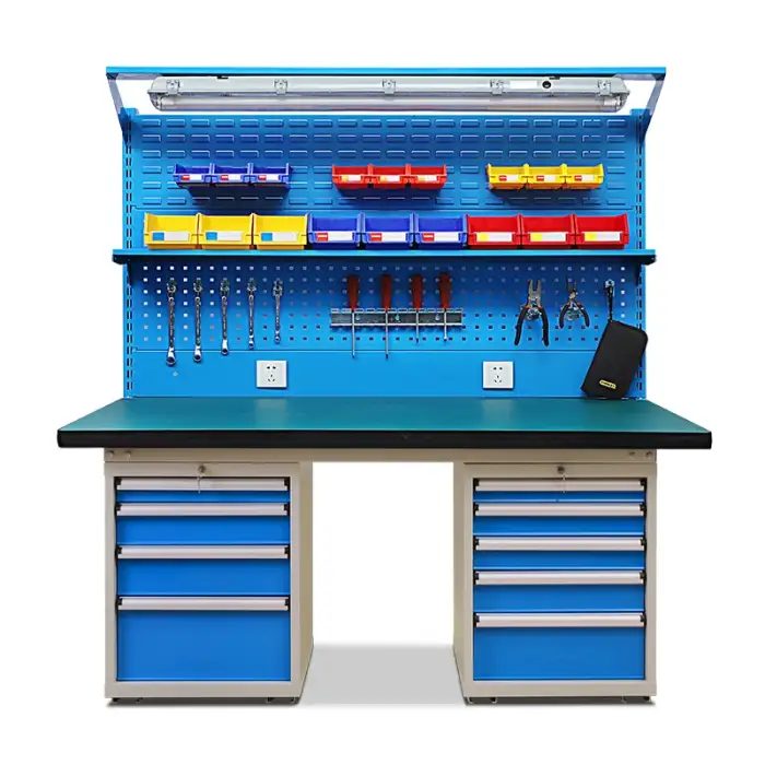 Wood Workbench Lab Industrial Stainless Working Table Easy Assembly Anti-static Light Duty Workbench