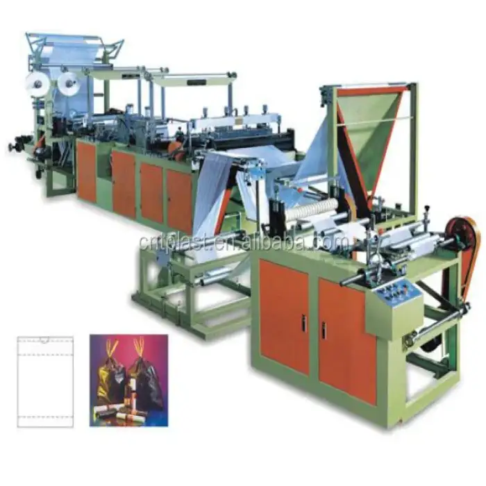 Heavy Duty HDPE Plastic Cornstarch Biodegradable Drawstring Rope Tie Garbage Trash Bin Continuous Rolled Type Bag Making Machine