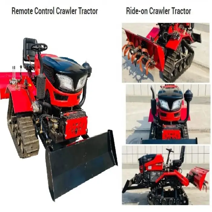 Walk Behind Cultivator Mini Rubber Track Ploughing Rotary Tiller Crawler Tractor For Wet Field