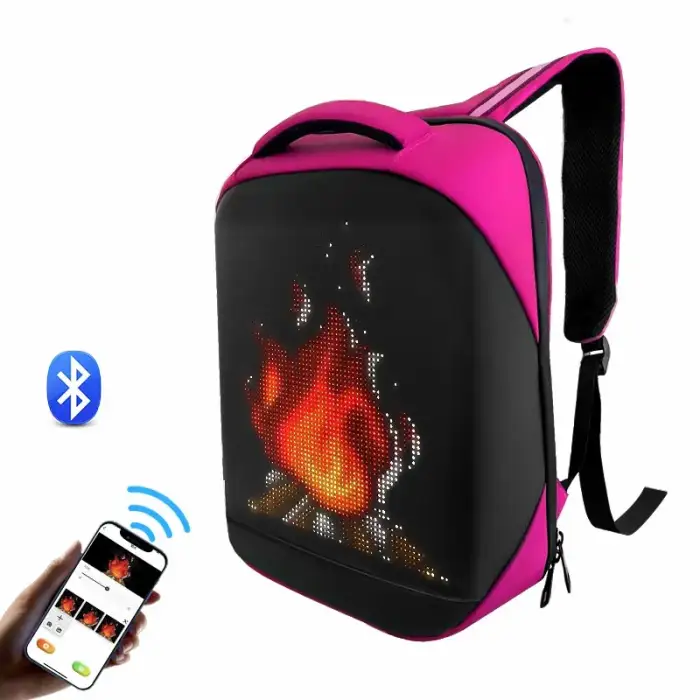 460* 320*140mm App Mobile Phone Programmable 7 Color WIFI Backpack LED Bag LED Screen Backpack