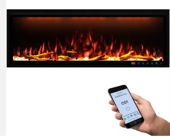 Dreamflame 60 Inch Slim Frame Recessed Wall-mounted WiFi-Enabled Electric Fireplace Heater Smart Control Via Alexa Or App