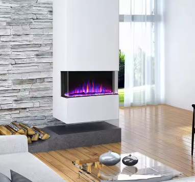 60" Modern Artificial LED Flame Electric Fireplace Insert Indoor Remote Control  Smart Electric Fireplaces Heater